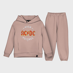 Детский костюм оверсайз AC-DC Высокое напряжение, цвет: пыльно-розовый