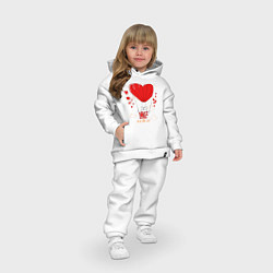 Детский костюм оверсайз Love is in the air hearts, цвет: белый — фото 2