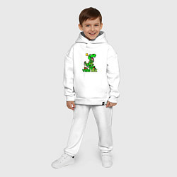 Детский костюм оверсайз Динозавр Рэкс - новогодняя ёлка, цвет: белый — фото 2