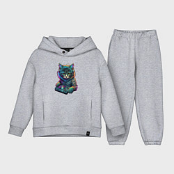 Детский костюм оверсайз Кот диджей, цвет: меланж