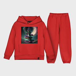 Детский костюм оверсайз Космическая клумба, цвет: красный