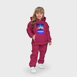 Детский костюм оверсайз Неоновые горы - нейросеть, цвет: маджента — фото 2