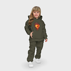 Детский костюм оверсайз Пылающее сердце влюбленного, цвет: хаки — фото 2