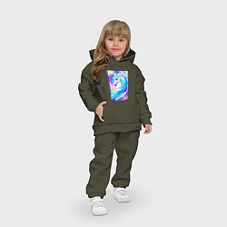 Детский костюм оверсайз Единорог нежность, цвет: хаки — фото 2