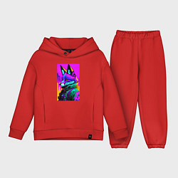 Детский костюм оверсайз Cool fox - cyberpunk - neural network, цвет: красный