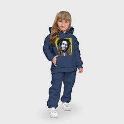 Детский костюм оверсайз Разноцветные дреды Боба Марли граффити, цвет: тёмно-синий — фото 2