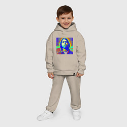Детский костюм оверсайз Kurt Cobain Glitch Art, цвет: миндальный — фото 2
