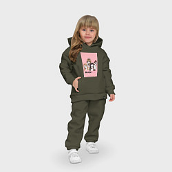 Детский костюм оверсайз Blackpink в мультяшном стиле, цвет: хаки — фото 2