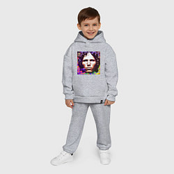 Детский костюм оверсайз Jim Morrison Glitch 25 Digital Art, цвет: меланж — фото 2
