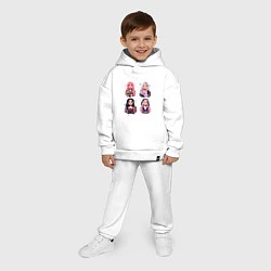 Детский костюм оверсайз Участницы Блэк Пинк в виде стикеров, цвет: белый — фото 2