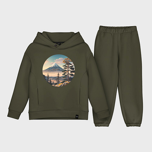 Детский костюм оверсайз Природа Японии и Дальнего Востока / Хаки – фото 1