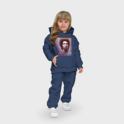 Детский костюм оверсайз Jimi Hendrix digital glitch art, цвет: тёмно-синий — фото 2