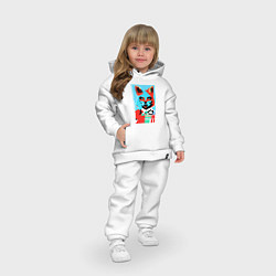 Детский костюм оверсайз Морда лисы - поп-арт - нейросеть, цвет: белый — фото 2