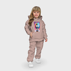 Детский костюм оверсайз Cute girl and wolf - anime - neural network, цвет: пыльно-розовый — фото 2