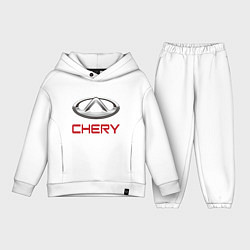 Детский костюм оверсайз Chery - лого, цвет: белый