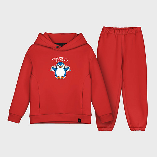 Детский костюм оверсайз Fly penguin / Красный – фото 1