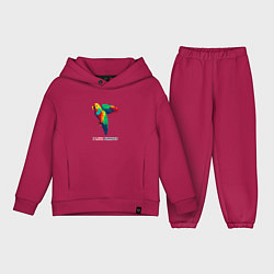 Детский костюм оверсайз Пиксель попугай, цвет: маджента