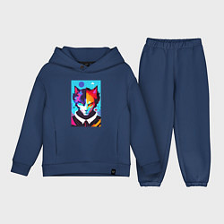 Детский костюм оверсайз Сердитый кот - поп-арт, цвет: тёмно-синий