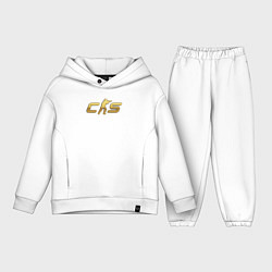Детский костюм оверсайз CS 2 gold logo, цвет: белый