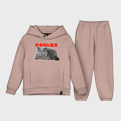 Детский костюм оверсайз Кот roblox, цвет: пыльно-розовый
