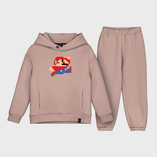 Детский костюм оверсайз Пиксельный Марио / Пыльно-розовый – фото 1