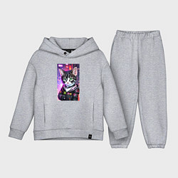 Детский костюм оверсайз Глазастый городской котёнок, цвет: меланж