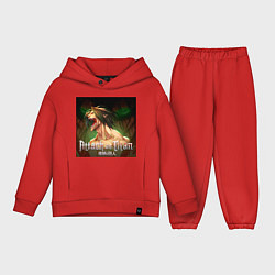 Детский костюм оверсайз Атакующий титан Эрен Йегер, цвет: красный
