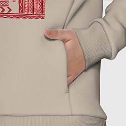 Детский костюм оверсайз Красные славянская узоры вышивки, цвет: миндальный — фото 2