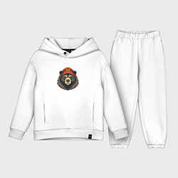 Детский костюм оверсайз Русский медведь в шапке с гербом, цвет: белый