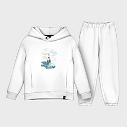 Детский костюм оверсайз Маяк и волны - акварель