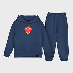 Детский костюм оверсайз Эмодзи сердце в огне, цвет: тёмно-синий