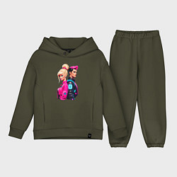 Детский костюм оверсайз Ken and Barbie - ai art, цвет: хаки