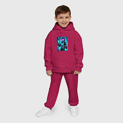 Детский костюм оверсайз Minecraft - neon character ai art, цвет: маджента — фото 2