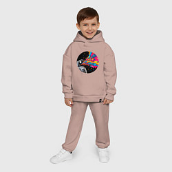 Детский костюм оверсайз Космонавт с разноцветными брызгами, цвет: пыльно-розовый — фото 2