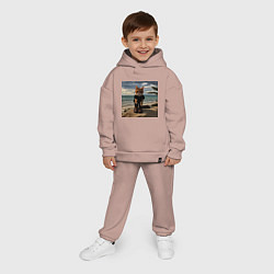 Детский костюм оверсайз Пляжный котик, цвет: пыльно-розовый — фото 2