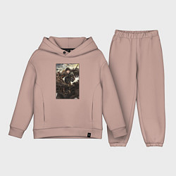 Детский костюм оверсайз Чжун Ли - дракон, цвет: пыльно-розовый