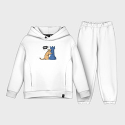 Детский костюм оверсайз Кот Басимус и шахматная ладья, цвет: белый