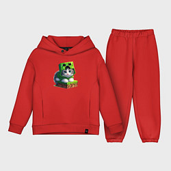 Детский костюм оверсайз Kitten creeper collaboration - ai art, цвет: красный