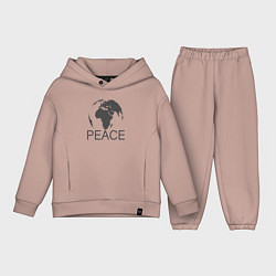 Детский костюм оверсайз Peace the world, цвет: пыльно-розовый