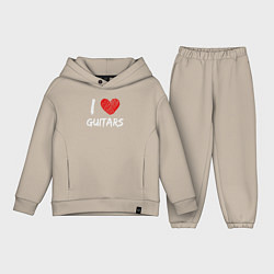 Детский костюм оверсайз Я люблю гитары, цвет: миндальный