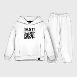 Детский костюм оверсайз Eat sleep ride repeat, цвет: белый