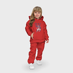 Детский костюм оверсайз Клинок рассекающий демонов Акадза demon slayer, цвет: красный — фото 2