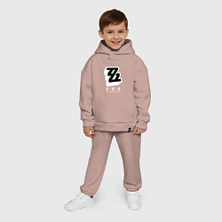 Детский костюм оверсайз Zenless zone zero лого, цвет: пыльно-розовый — фото 2