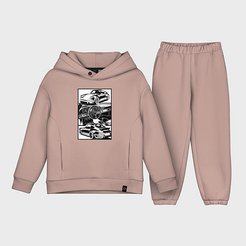 Детский костюм оверсайз Porsche автомобиль классический / Пыльно-розовый – фото 1