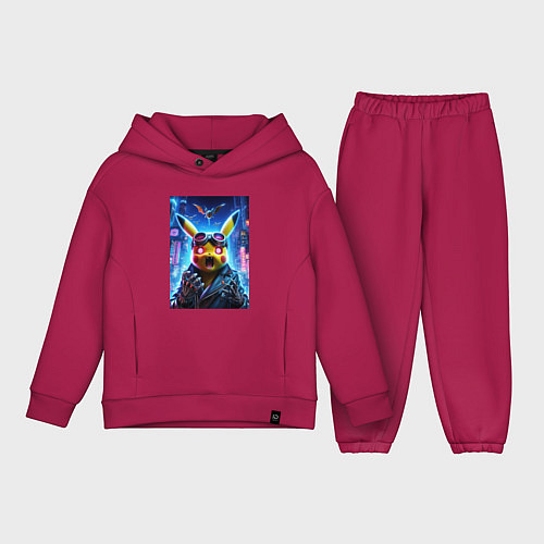 Детский костюм оверсайз Pikachu brave cyber pilot - neon glow / Маджента – фото 1