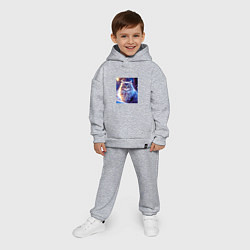 Детский костюм оверсайз Кот в снегу, цвет: меланж — фото 2