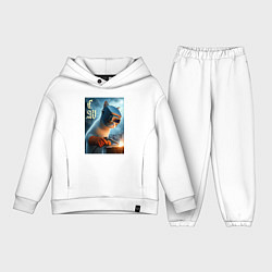 Детский костюм оверсайз Кот сварщик - нейроарт, цвет: белый