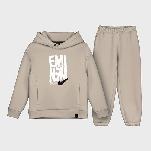 Детский костюм оверсайз Eminem - microphone / Миндальный – фото 1