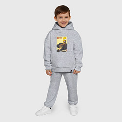 Детский костюм оверсайз Пародия на плакаты СССР Гомер Симпсон, цвет: меланж — фото 2