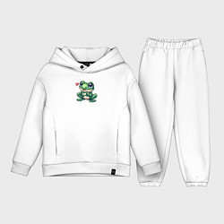 Детский костюм оверсайз Лягушка и сердце, цвет: белый